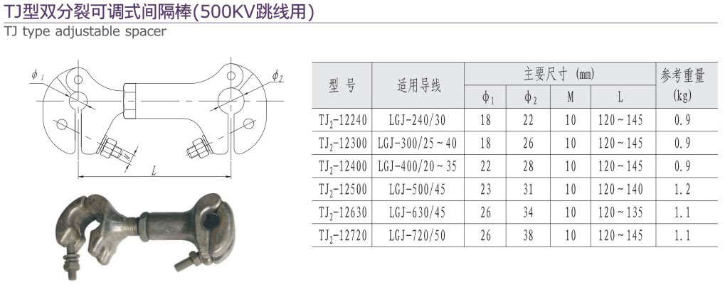 TJ型双分裂可调式间隔棒（500KV跳线...