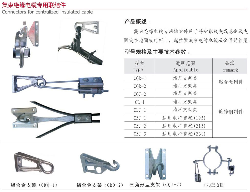 集束绝缘电缆专用联接件