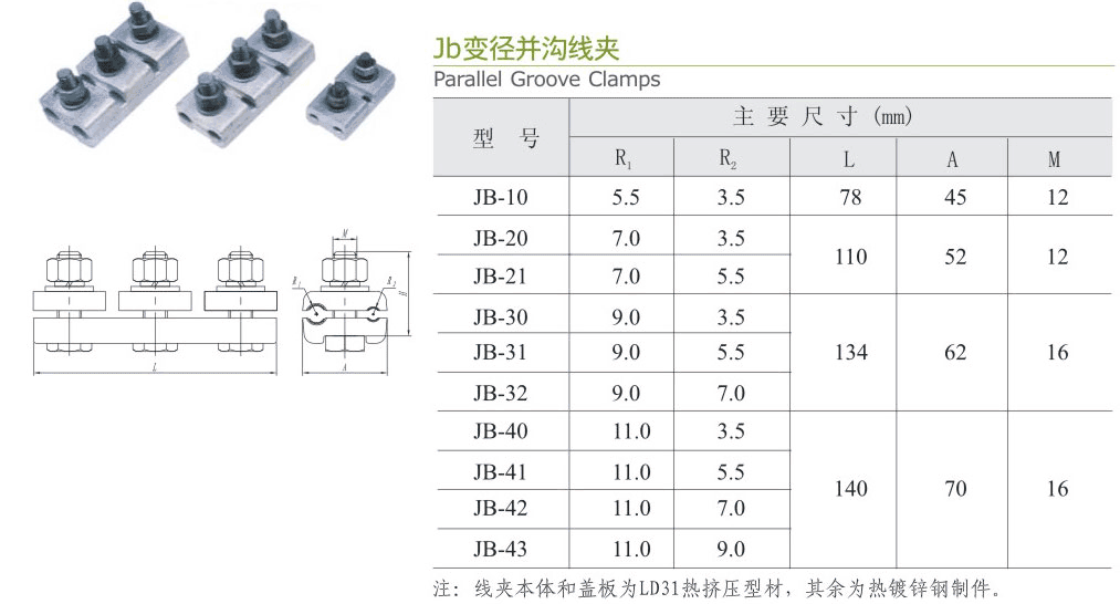 JB变径并沟线夹