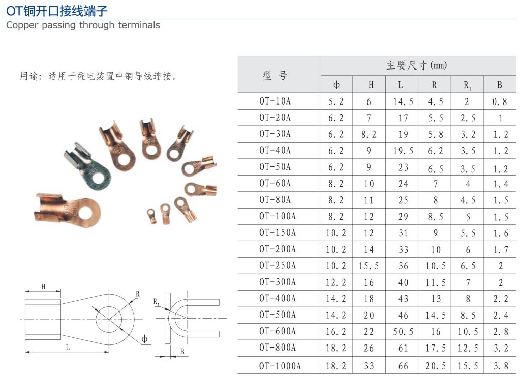 OT铜开口接线端子