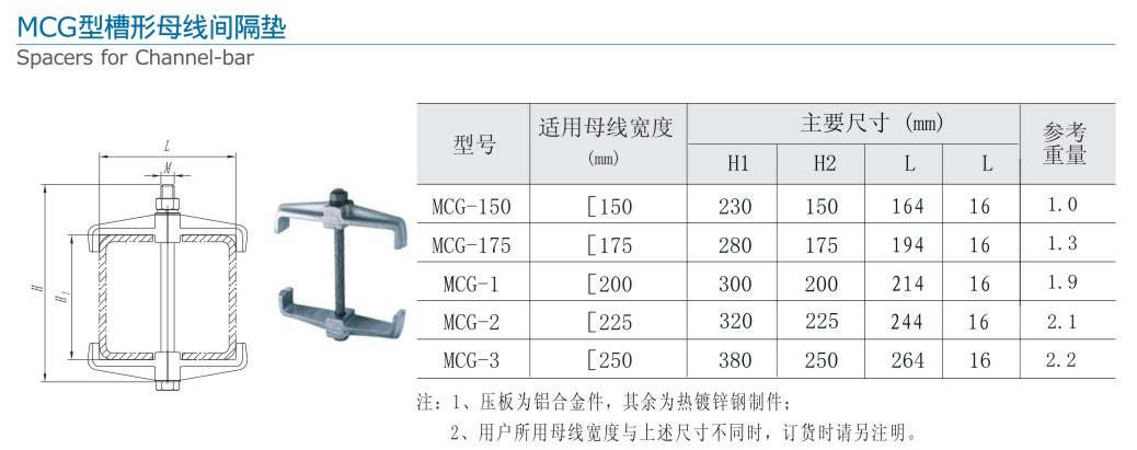 MCG型槽形母线间隔垫