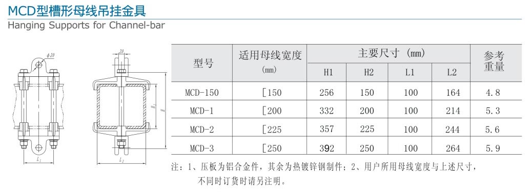 MCD型槽形母线吊挂金具