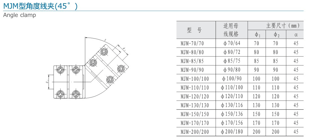 MJM型角度线夹（45°）