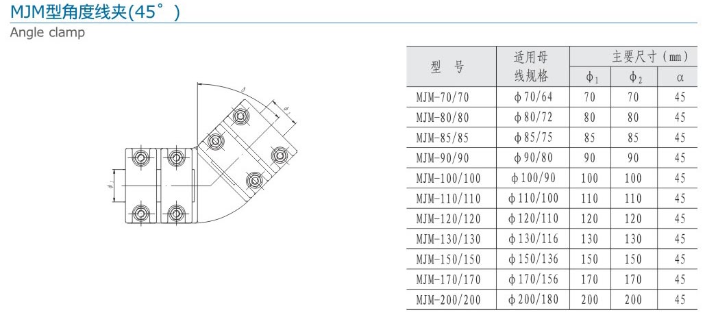 MJM型角度线夹（45°）