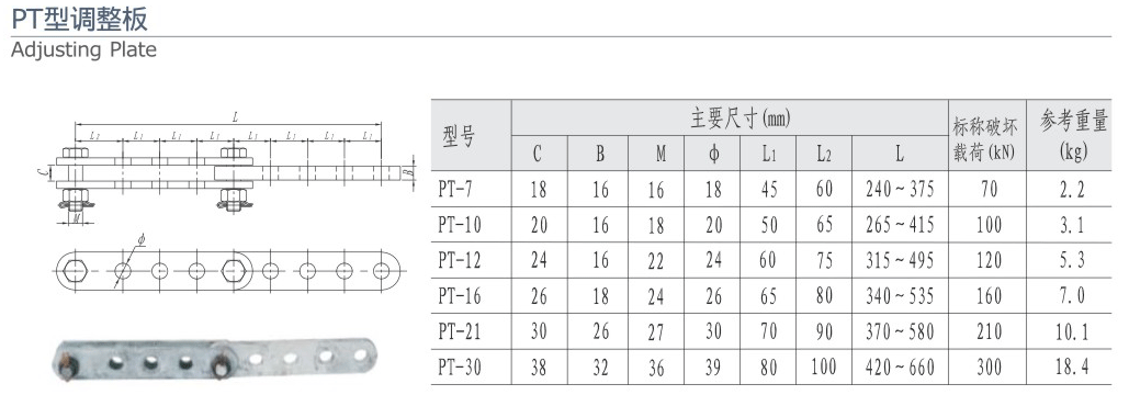 PT型调整板