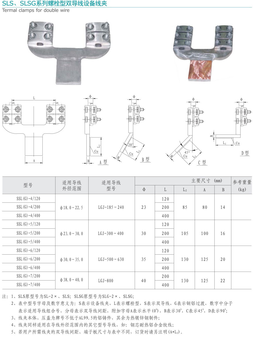 SLS-SLSG系列螺栓型双导线设备线夹