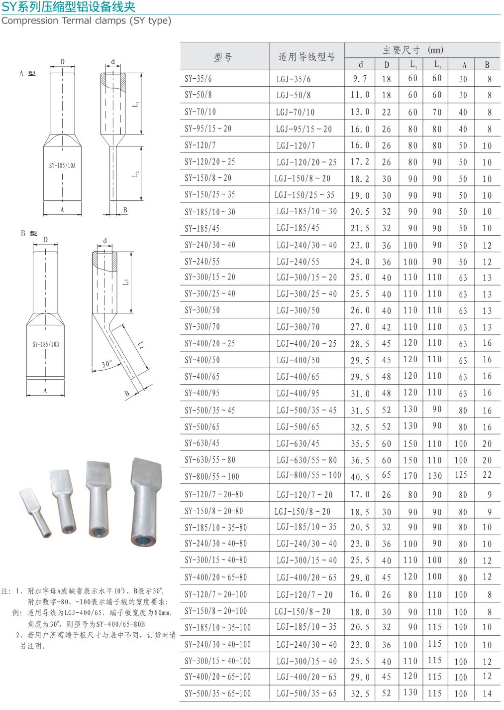 SY系列压缩型铝设备线夹