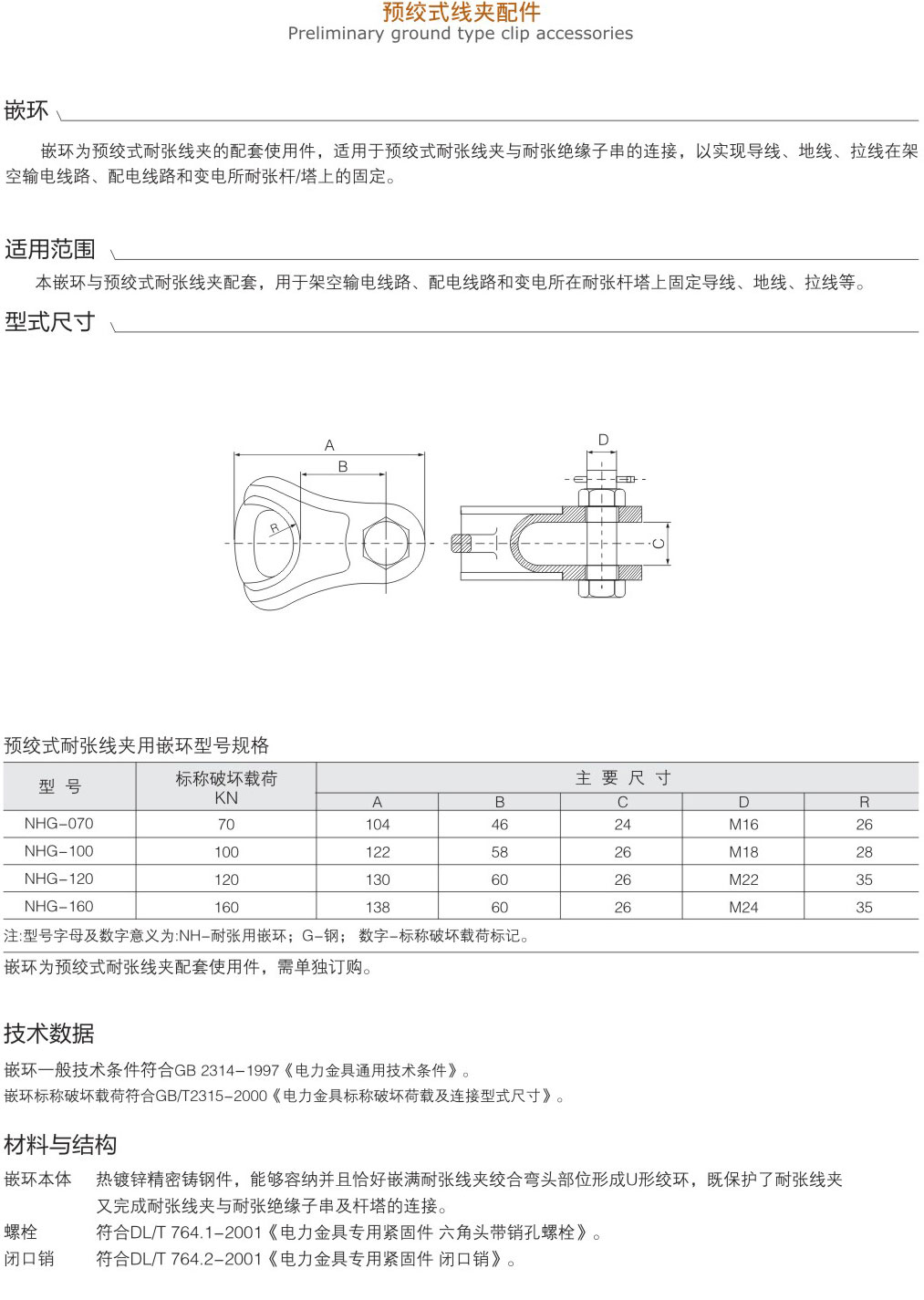 预绞式线夹配件