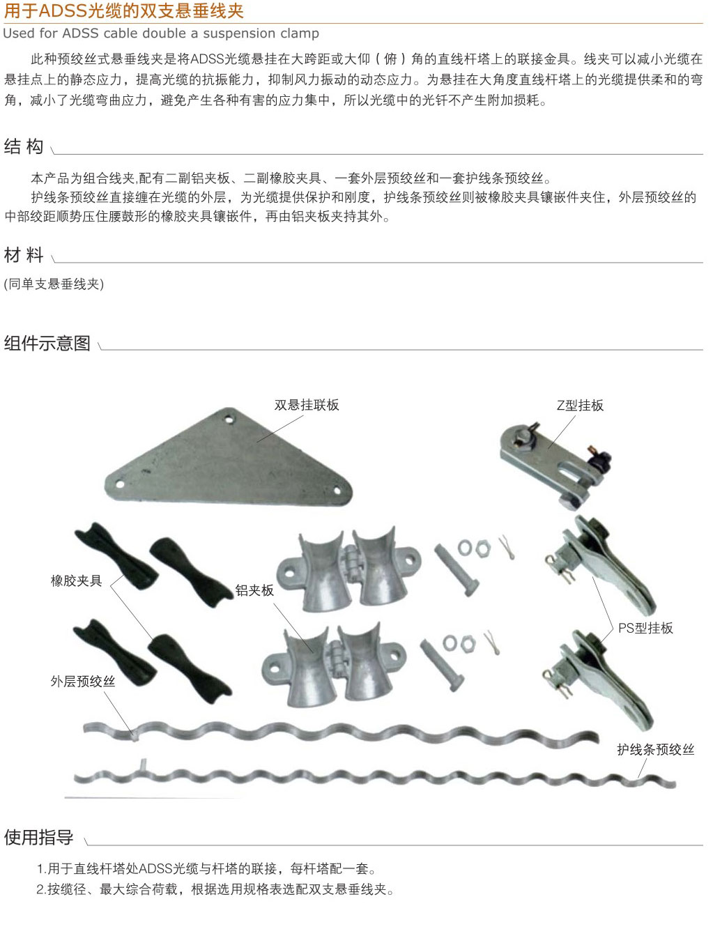 用于ADSS光缆的双支悬垂线夹