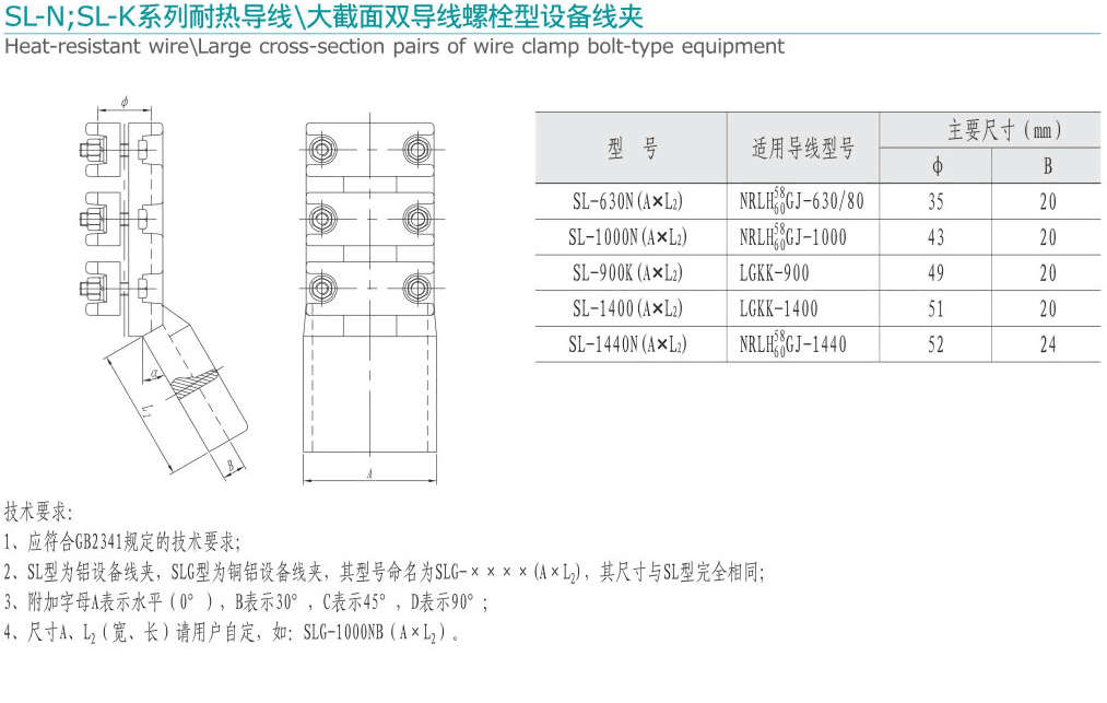 SL-N;SL-K系列耐热导线-大截面双...